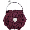 Flower Bloom Rhinestone Encrusted Stamen Side Kiss Frame Clasp Evening Bag Baguette Clutch Handbag Purse w/Detachable Chain Purple - バッグ クラッチバッグ - $42.50  ~ ¥4,783