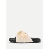 Flower Decorated Denim Slip On Sandals - Sandale - $16.00  ~ 13.74€