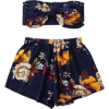 Flower Print Mini Tube Top And Shorts  - Брюки - короткие - 