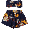 Flower Print Mini Tube Top And Shorts  - Calções - 