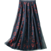 Flower Print Tulle Over Skirt - Spudnice - 