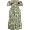 Foliage print ruffle trim dress - Dresses - 
