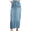 Four Button High Waist Stretch Denim Ankle Length Skirt with Side Slits - Clearance Sale ! Medium blue - Faldas - $20.00  ~ 17.18€