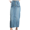 Four Button High Waist Stretch Denim Ankle Length Skirt with Side Slits - Clearance Sale ! Medium blue - Suknje - $20.00  ~ 127,05kn