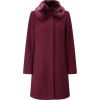 Four Seasons Faux Fur Collar Coat, Berry - Jakne i kaputi - 