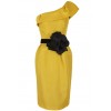 Canary Yellow Cocktail Dress - sukienki - 