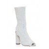 Frayed Denim Peep Toe High Heel Booties - ブーツ - $34.99  ~ ¥3,938