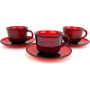 French Arcoroc Ruby Glass Tea Cups 1960s - Предметы - 