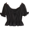 French Retro Lace Short Neck Top - Košulje - kratke - $25.99  ~ 165,10kn
