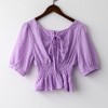 French lace shirt female 2020 summer new Korean version of the bandage waist coa - Camicie (corte) - $19.99  ~ 17.17€