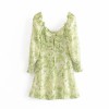 French niche design print drawstring long sleeve beach dressl - ワンピース・ドレス - $27.99  ~ ¥3,150