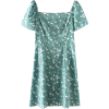 Fresh Slim Floral Scarf Puff Sleeve Skir - 连衣裙 - $27.99  ~ ¥187.54