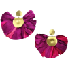 Fuchsia Silky Hand Fan Earrings - Aretes - 