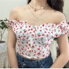 Funky Floral Print Top with Fungus - Camicie (corte) - $25.99  ~ 22.32€