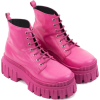 Fuschia Pink Leather Boots - Boots - 