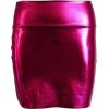 Fushia Pink Shiny Liquid Mini Skirt Elastic Waist Band - Skirts - $14.90 