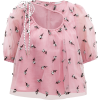 GANNI Floral-appliqué tulle top - 長袖シャツ・ブラウス - £358.00  ~ ¥53,015