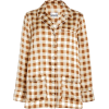GANNI brown & cream plaid silk shirt - 半袖衫/女式衬衫 - 