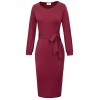 GRACE KARIN Women Casual Long Sleeve Slim Fit Belted Front Business Pencil Dress - sukienki - $22.99  ~ 19.75€