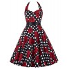 GRACE KARIN Women Vintage 1950s Halter Cocktail Party Swing Dress With Sash - ワンピース・ドレス - $23.99  ~ ¥2,700