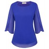 GRACE KARIN Women's Casual Chiffon Blouse Tops Half Ruffle Sleeve CLAF0015 - Koszule - krótkie - $12.99  ~ 11.16€