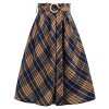 GRACE KARIN Women's Elastic Waist Vintage A-Line Pleated Flared Plaid Skirt - Skirts - $15.99 