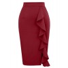 GRACE KARIN Women's Ruffle Bodycon Knee Length Midi Pencil Skirt - Skirts - $9.99 