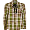 GREEN CHECK TIE NECK SHIRT - Рубашки - короткие - £28.00  ~ 31.64€