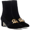 GUCCI Embellished velvet ankle boots - Škornji - 