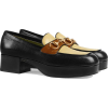 GUCCI Leather platform loafer with Horse - Plataformas - 