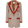 GUCCI Velvet-trimmed checked blazer - Jaquetas e casacos - 