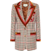 GUCCI Velvet-trimmed checked blazer - Куртки и пальто - 