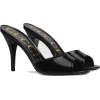 GUCCI black Leather heeled slide - サンダル - 
