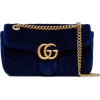 GUCCI blue Marmont small quilted velvet - Torby z klamrą - 