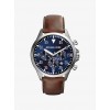 Gage Leather-Strap Silver-Tone Stainless Steel Watch - Zegarki - $250.00  ~ 214.72€