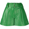 Ganni Belted Pleat Shorts In Green - Shorts - 