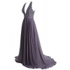 Gardenwed 2017 Women's Chiffon Long Prom Party Dresses V Neck Beaded Formal Dress - Obleke - $259.99  ~ 223.30€
