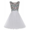Gardenwed Illusion Floral Lace Embroidery Short Prom Dress Swing Dress Homecoming Dress - Dresses - $189.00 