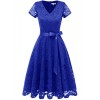 Gardenwed Women’s V Neck Bridesmaid Vintage Tea Dress Floral Lace Homecoming Party Dress - Dresses - $54.99 