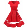 Gardenwed Women's Vintage 1950s Retro Rockabilly Swing Dress Cocktail Dress with Sleeves - Vestidos - $46.99  ~ 40.36€