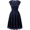 Gardenwed Women's Vintage Floral Lace Dress Party Dress Short Bridesmaid Dress With Sleeves - Dresses - $59.99 
