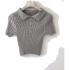 Gentle gray lapel small short short-sleeved T-shirt - Košulje - kratke - $19.99  ~ 17.17€