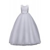 Girls Lace Bridesmaid Dress Long A Line Wedding Pageant Dresses Tulle Party Gown Age 3-14Y - Dresses - $23.99 
