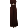 Goddess Empire Strapless Chiffon Gown w/Rhinestone Accent Junior Plus Size Brown - Dresses - $99.99 
