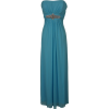 Goddess Empire Strapless Chiffon Gown w/Rhinestone Accent Junior Plus Size Turquoise - Dresses - $99.99 