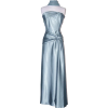 Goddess Strapless Satin Holiday Formal Bridesmaid Gown Prom Dress Blue - Vestiti - $54.99  ~ 47.23€