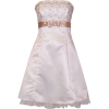 Gold Embroidered Strapless Holiday Formal Bridesmaid Gown Prom Dress With Tulle Junior Plus Size Ivory - 连衣裙 - $69.99  ~ ¥468.96