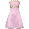 Gold Embroidered Strapless Holiday Formal Bridesmaid Gown Prom Dress With Tulle Junior Plus Size Pink - Dresses - $69.99 