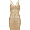 Gold Foil Print Bandage - sukienki - $125.00  ~ 107.36€