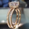 Gold Double-Layer Square Diamond Princes - Rings - 